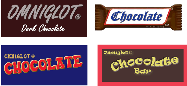Some examples of chocolate bars with different fonts