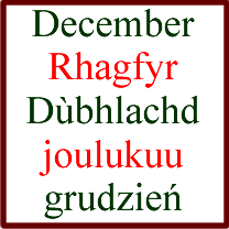 December in various languages