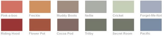 Some of the colours in the Earth Born paint range