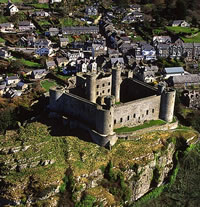 A photo of Harlech castle and town