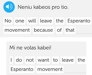 Examples of the Esperanto word kabei