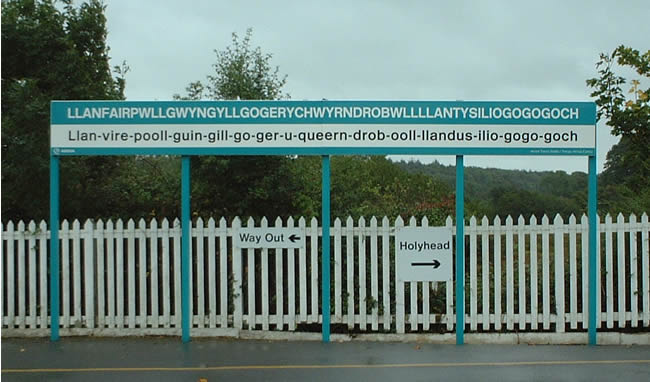 Llanfair Pwllgwyngyll Station sign
