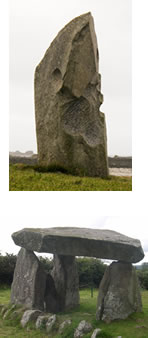 A menhir from Brittany and a cromleac from Ireland