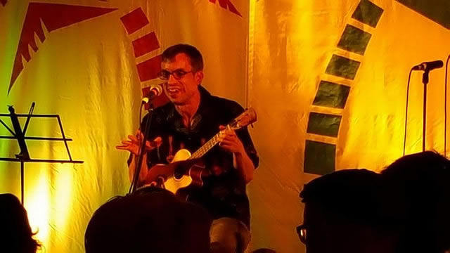 Me playing one of my songs in the open mic at the 2016 Ukulele Hooley