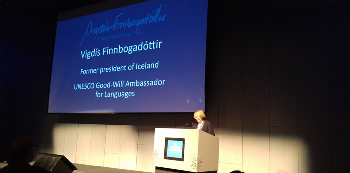 Vigdís Finnbogadóttir opening the 2017 Polyglot Conference in Reykjavik
