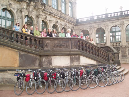 Explore cycling group at the Zwinger Palace in Dresden, Germany, September 2007