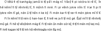 Sample text in Kaingang (Kanhgág Tẽtá Fi)