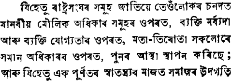 Sample text in Assamese (Article 1 of the Universal Declaration of Human Rights)
