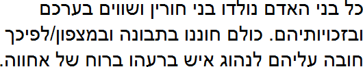 Sample text in Hebrew
