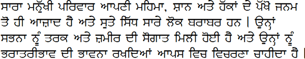 Sample text in Punjabi (Gurmukhi alphabet)