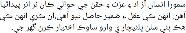 Sample text in Sindhi
