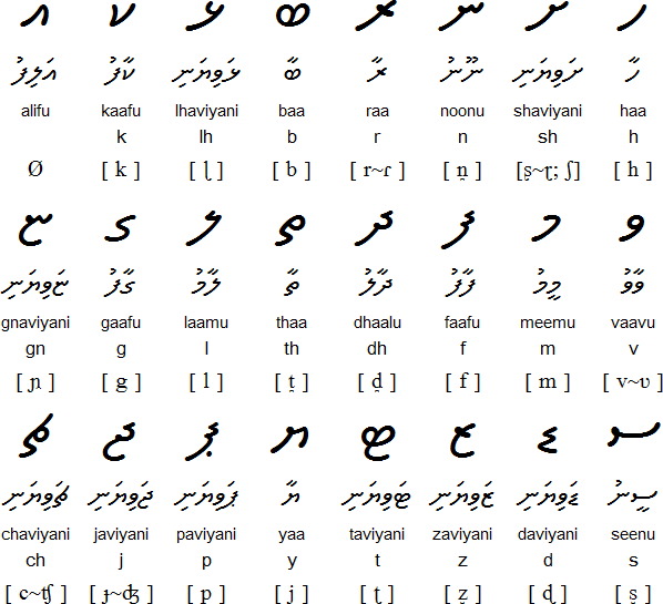 Thaana consonants