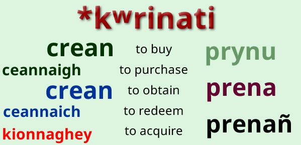 image illustrating words for to buy in Celtic languages