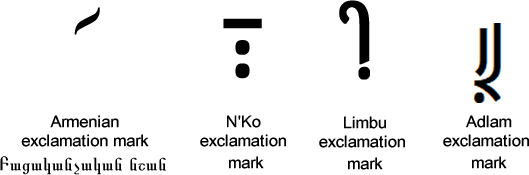 Exclamation marks in various alphabets