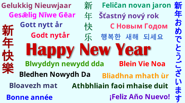 Happy New Year in various languages