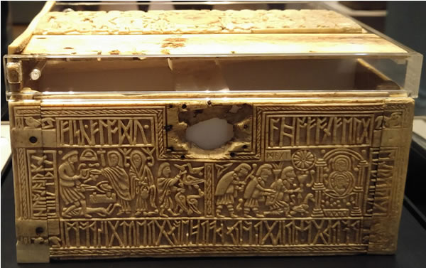 Sample of Anglo-Saxon Runes: the front of the Franks Casket