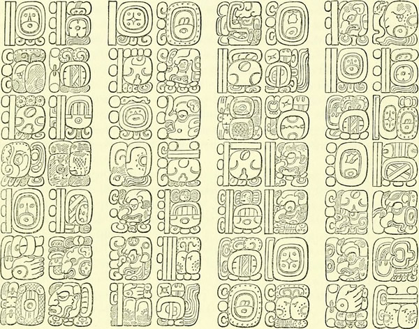 Sample of Mayan writing in the Mayan hieroglyphic script