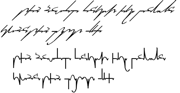 Sample text in the Mesa cursive alphabet