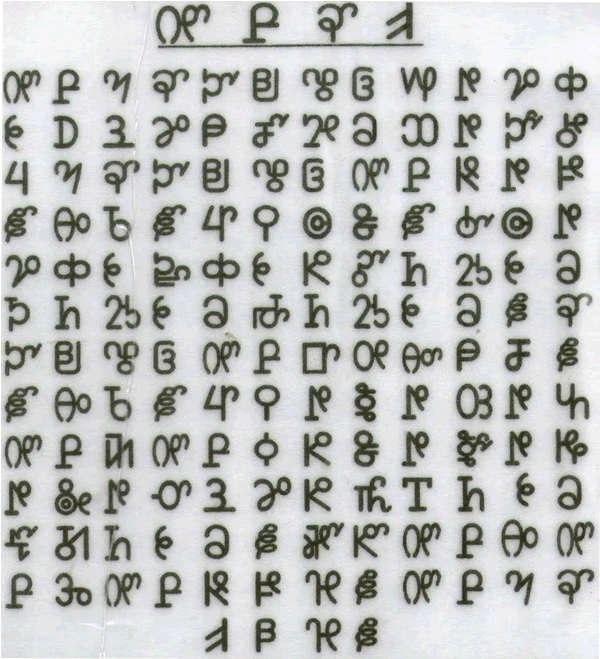 Sample text in the Pau Cin Hau logographic script