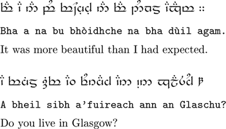 Sample texts in Tengwar for Scottish Gaelic