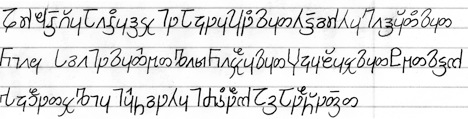 Sample text in the Klhetháyol Alphabet