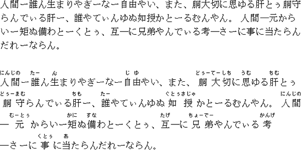 Article 1 of the Universal Declaration of Human Rights in Okinawan