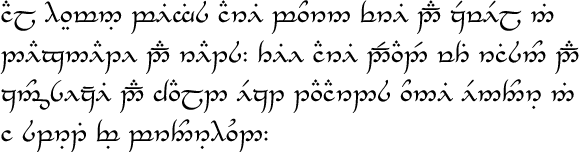Article 1 of the UDHR in English in the Tengwar alphabet (Traditional mode)