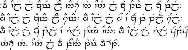 Toki Pona sample text in the Tengwar script