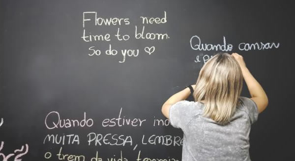 Writing on a blackboard