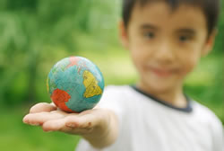 Child with globe