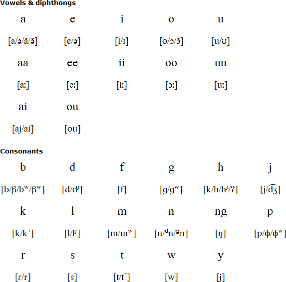 Latin alphabet for Bonggi