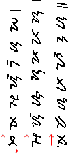 Sample of Left to right, vertical, bottom to top writing in Hanunó'o