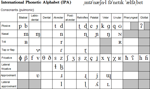 International Phonetic Alphabet (IPA)