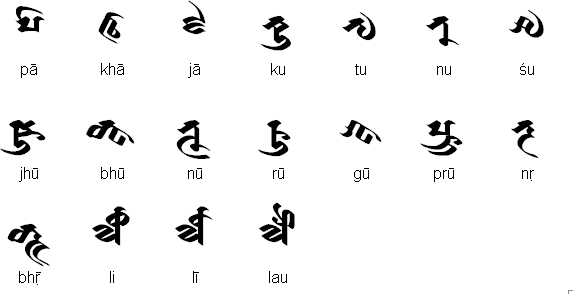 Tocharian regular vowel and other signs