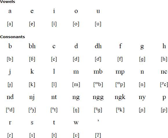 Latin alphabet for Wolio